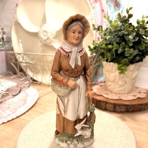 Homco Figurine with Brown and White Accents